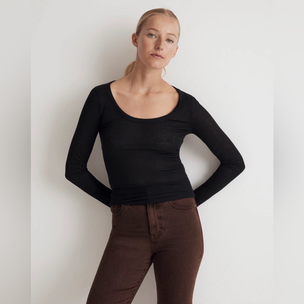 SOLD madewell black semisheer scoop neck tee